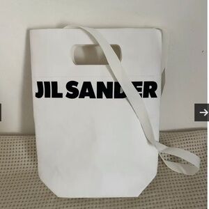 Jil Sander Black and White Canvas Tote Bag